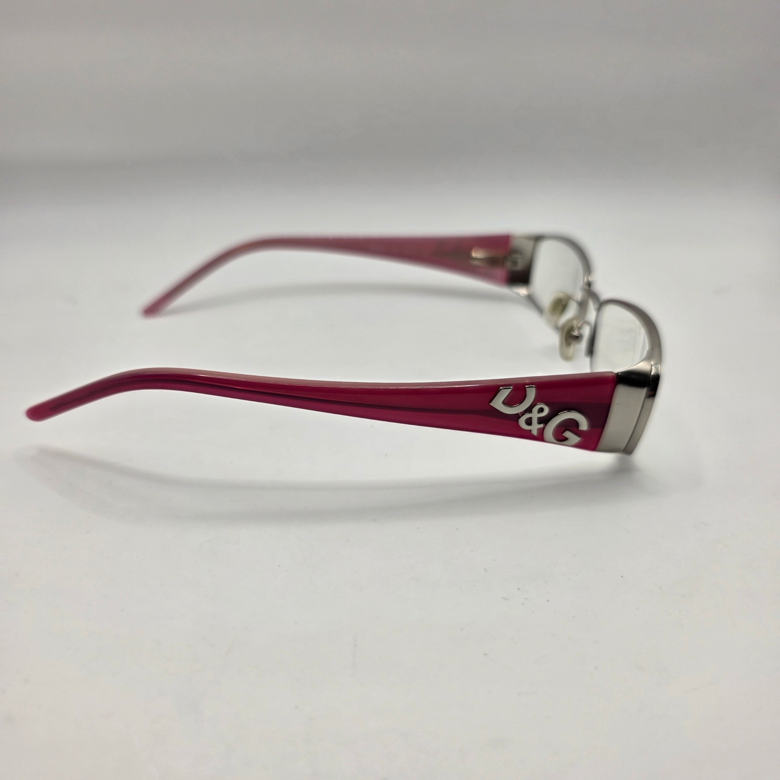 D&G Dolce & Gabbana 5037 101 Silver Pink Rectangular Frames 52-16-135 Y2k Vtg